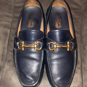Salvatore Ferragamo Drivers blue with gold buckle